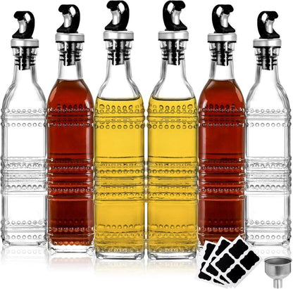 6er Set Glasölspender 500ml inkl. Ausgießer, Trichter & Etiketten