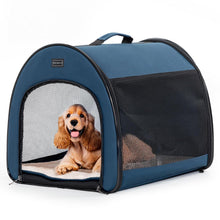 Faltbare Hundebox mit Kissen – Atmungsaktiv & Tragbar (Blau, M)