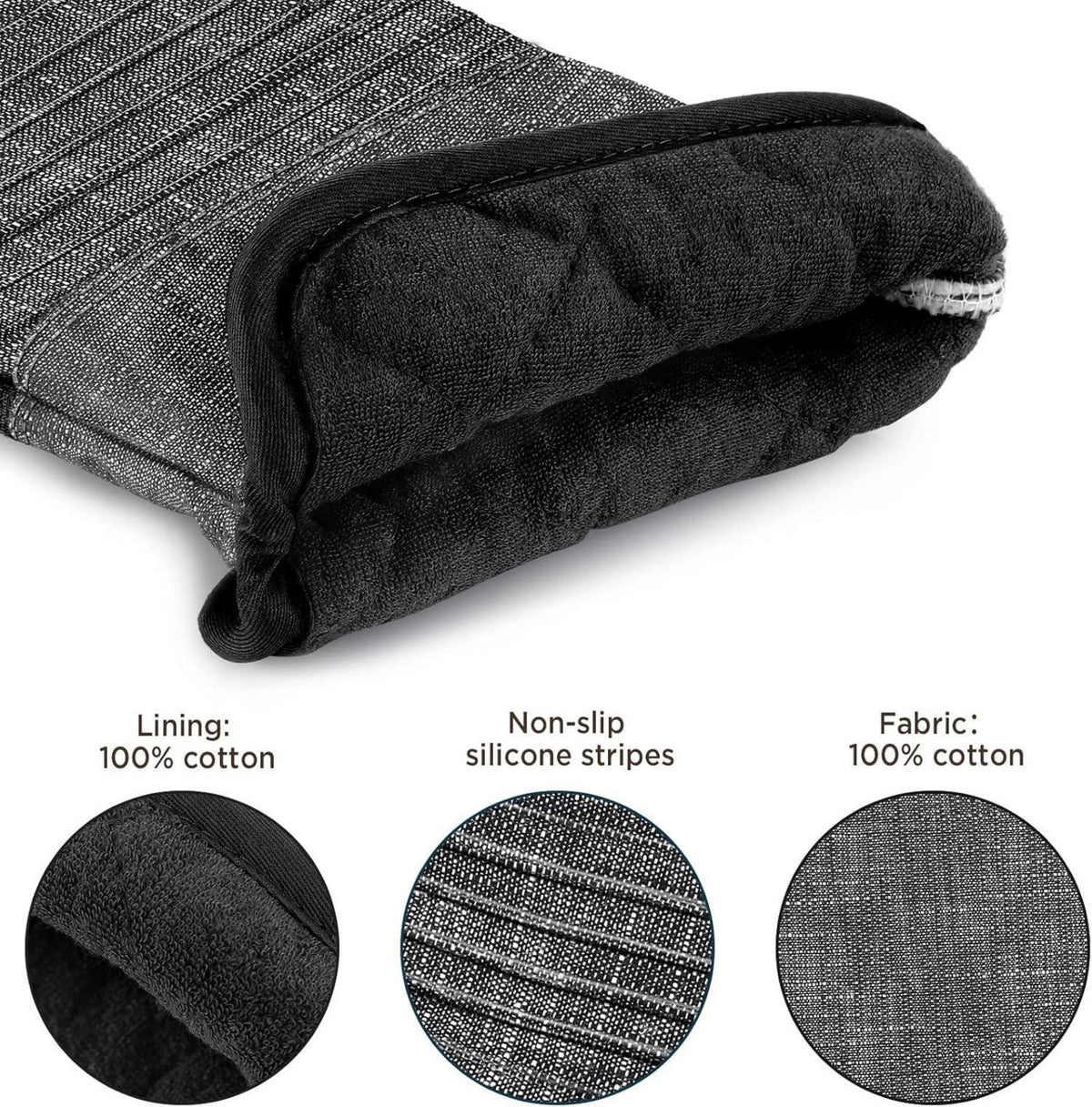 Topflappen und Ofenhandschuhe Set Hitzebeständig Silikon Grau 4er Set