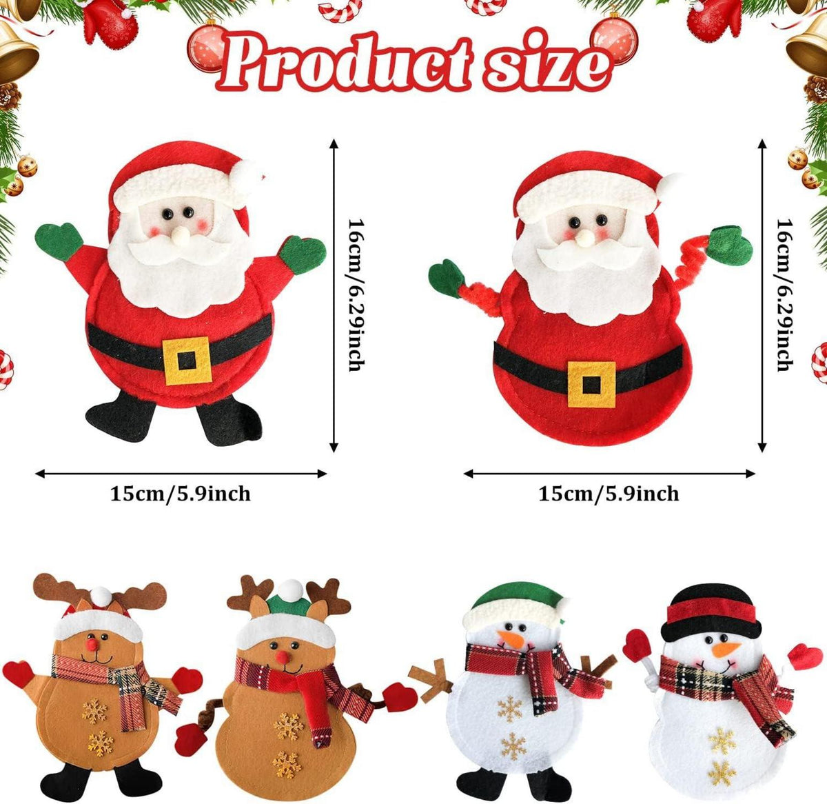 Weihnachts Bestecktasche Set, Tischdeko Rentier Schneemann