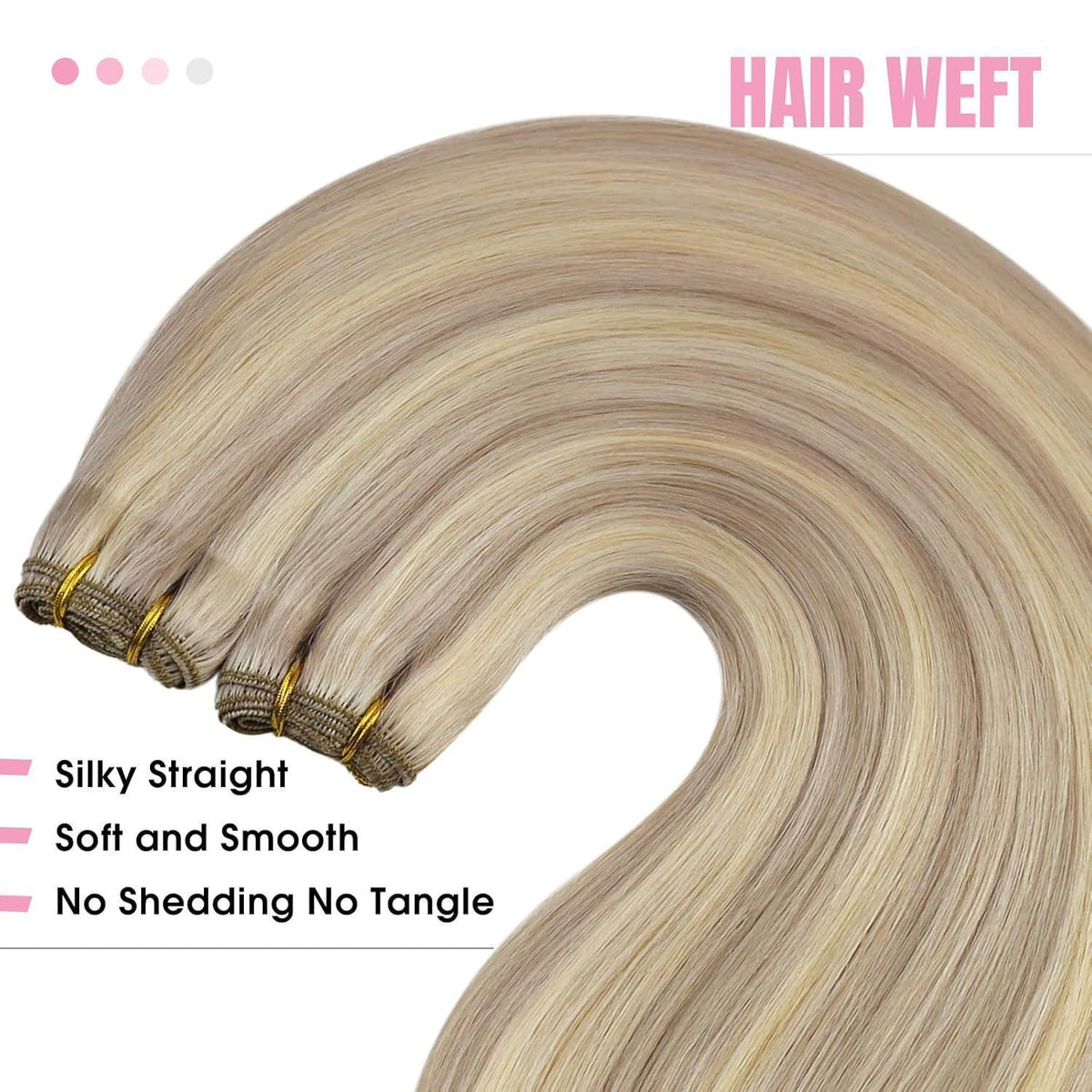 Blond Echthaar Tressen 40cm – #18/613 Weft Extensions