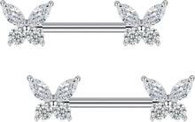 14G Nippel Piercing Schmetterlingsdiamant Herz Opal Katze