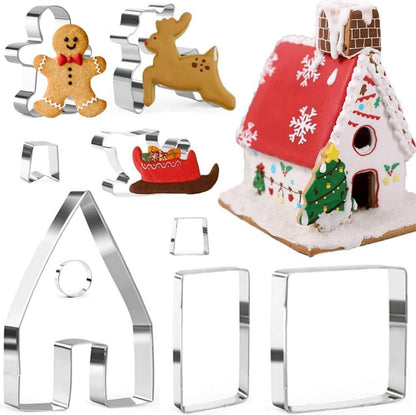 Weihnachtsausstecher Set Edelstahl Lebkuchenhaus Rentier Schlitten