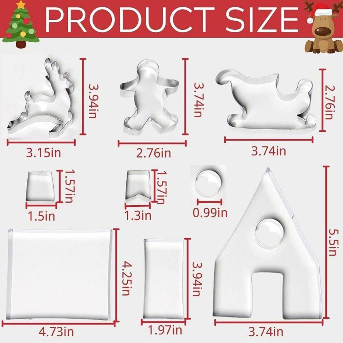 Weihnachtskeksausstecher Set Edelstahl Lebkuchenhaus Rentier