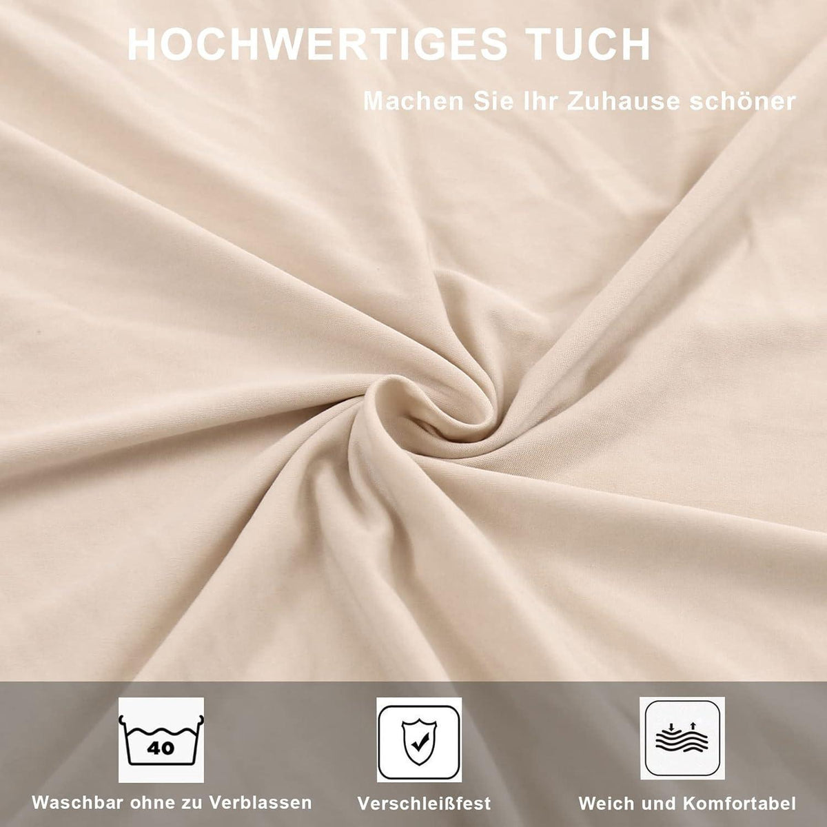Stretch Stuhlhussen 4er Set – Beige für Esszimmer & Bankett