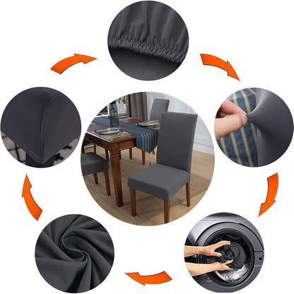 Stretch Stuhlhussen 4er Set – Beige für Esszimmer & Bankett