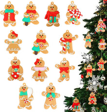 Weihnachtsbaumschmuck Lebkuchenmann Anhänger 12er Set Goldband