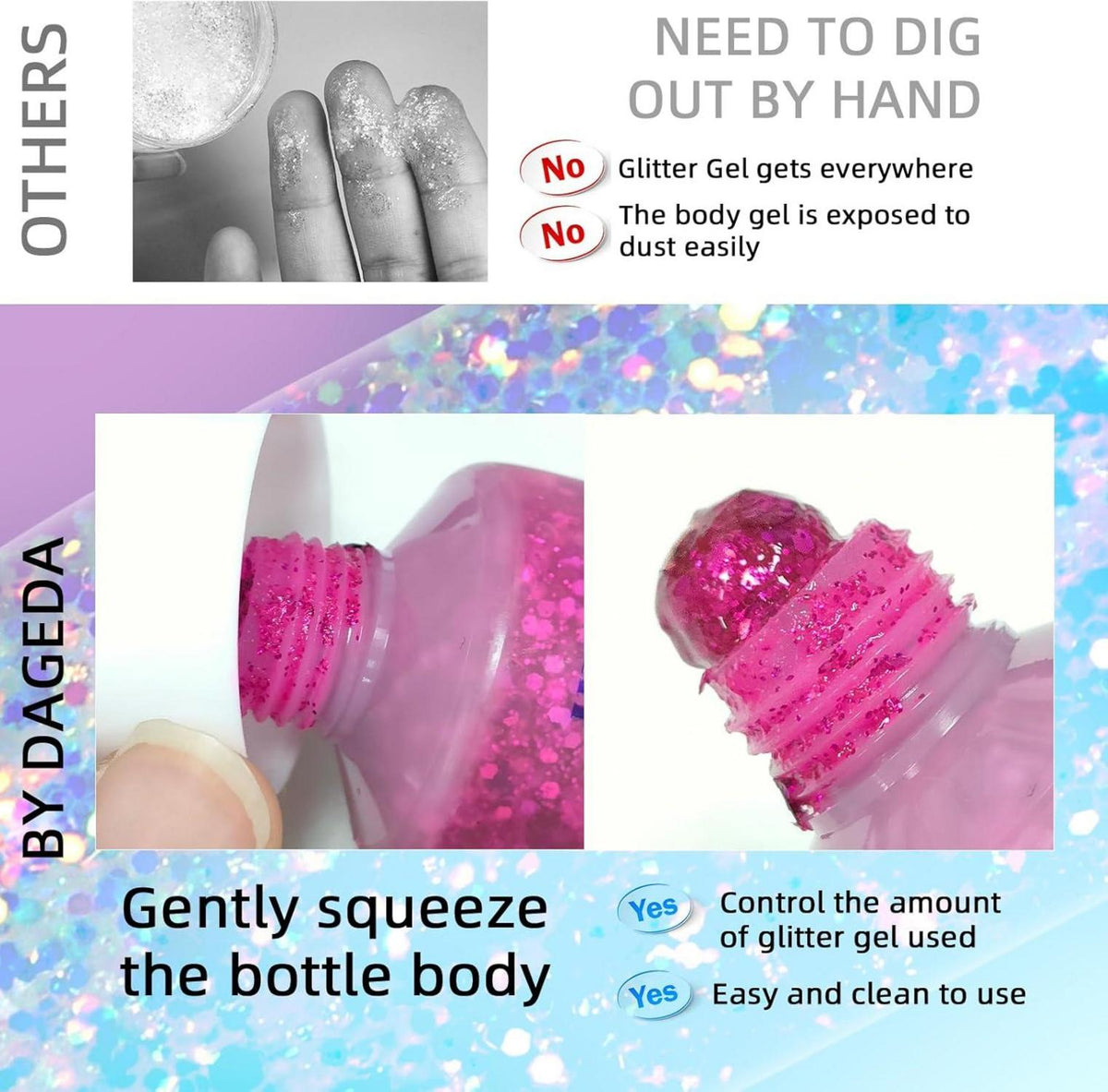 50ml Holographic Chunky Glitter Gel Sequins for Face Body Nails