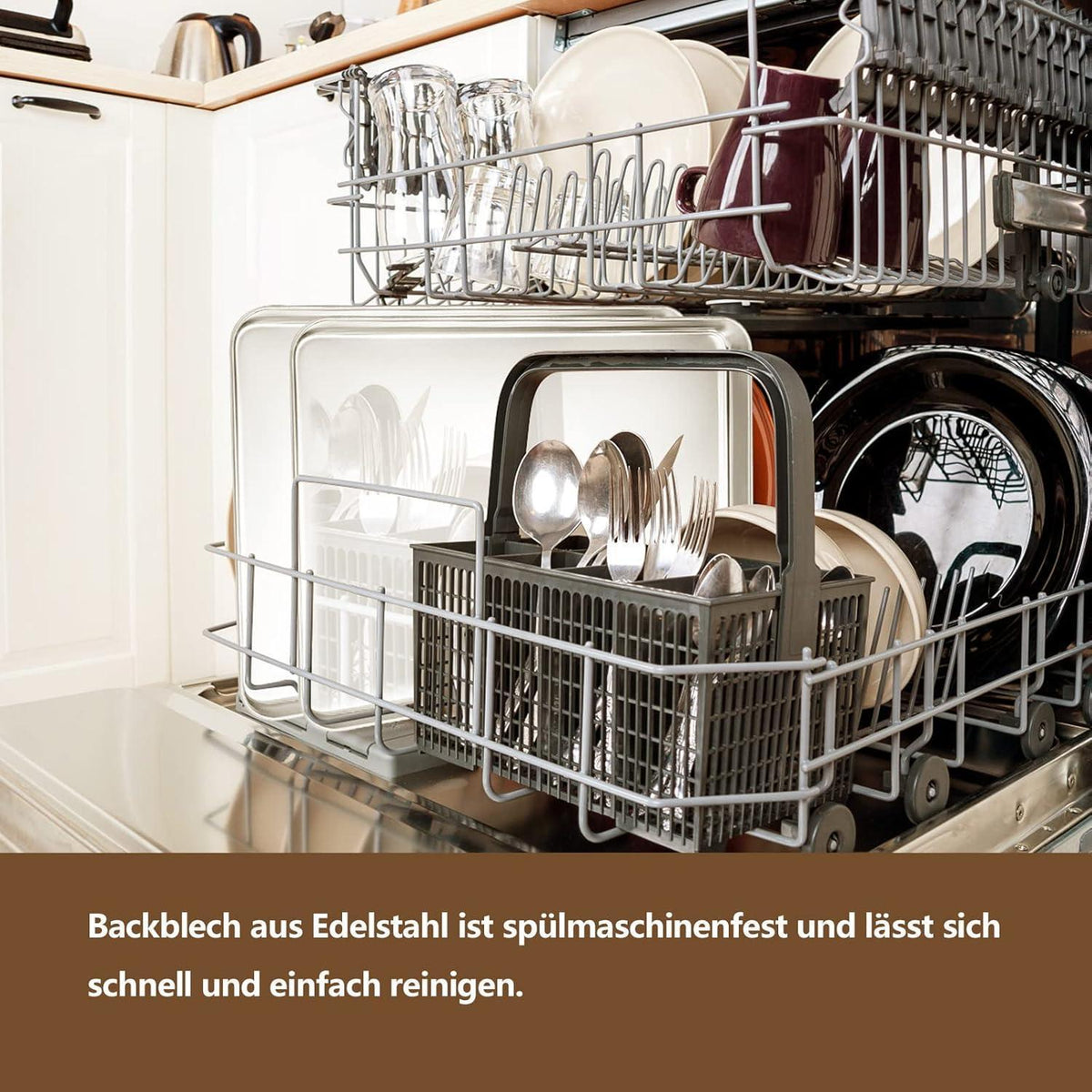 Edelstahl Backblech 2er Set, Spülmaschinenfest, 31,4x24,6cm
