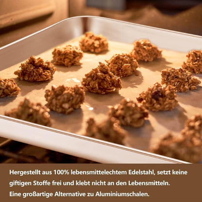Edelstahl Backblech 2er Set, Spülmaschinenfest, 31,4x24,6cm