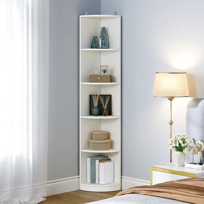 Weißes Eckregal 5-stöckig – Bücherregal für Wohnzimmer & Büro