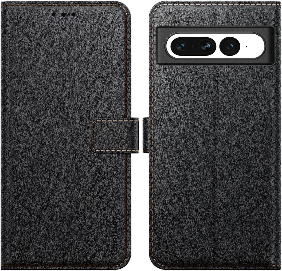 Google Pixel 7 Pro Handyhülle Schwarz Premium Leder Klapphülle mit Kartenschlitzen und Standfunktion