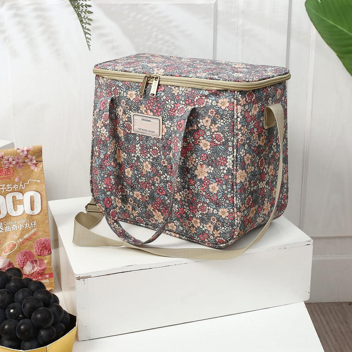 Isolierte Lunchtasche mit Blumenmuster – Wiederverwendbar & Tragbar