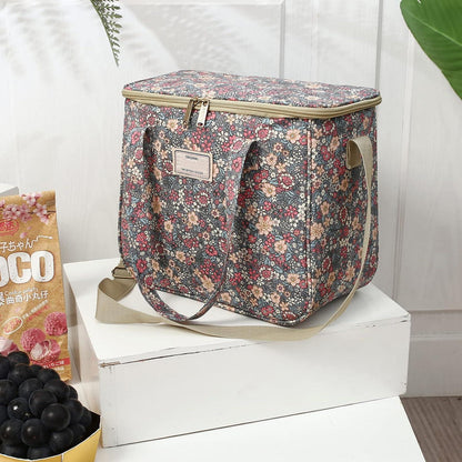 Isolierte Lunchtasche mit Blumenmuster – Wiederverwendbar & Tragbar