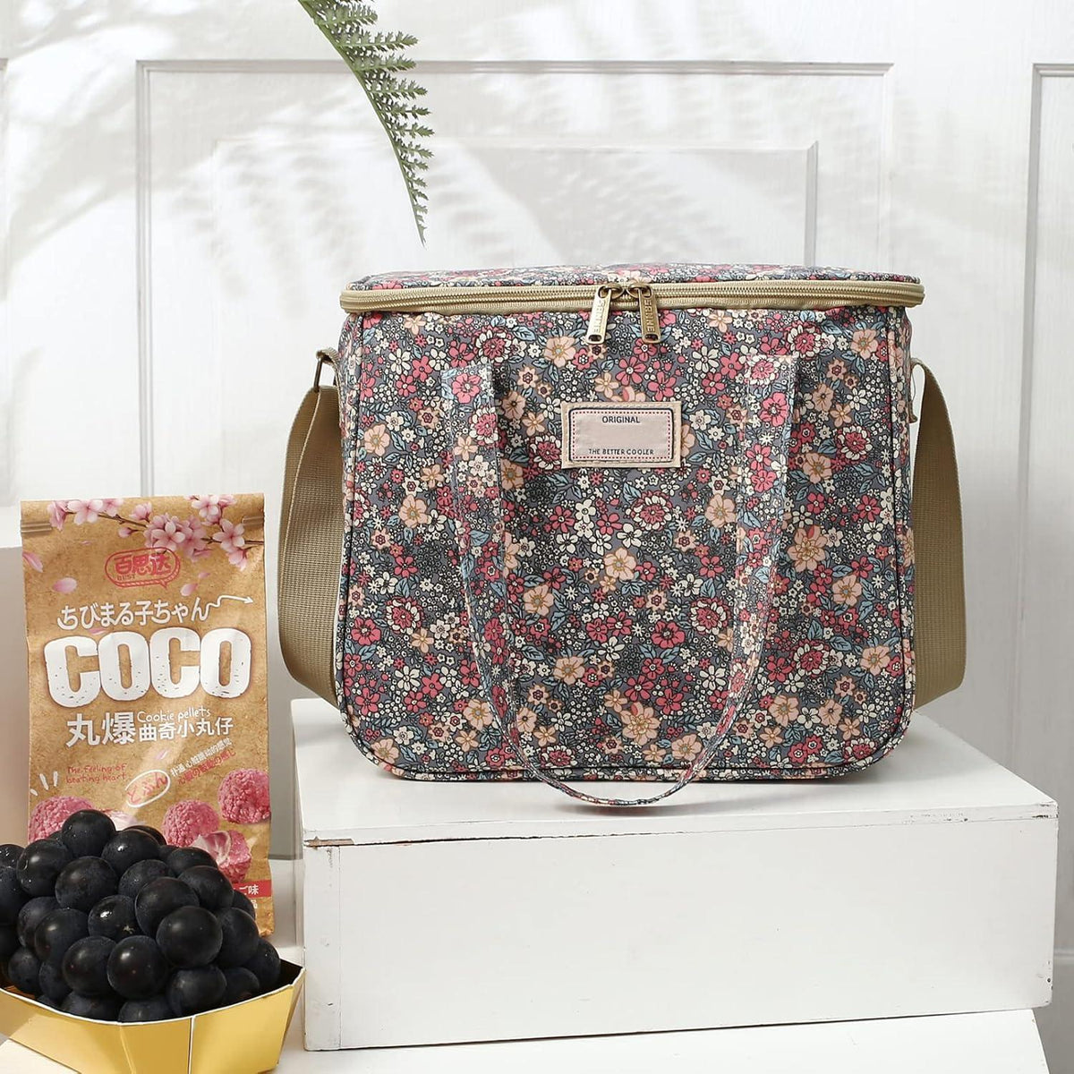 Isolierte Lunchtasche mit Blumenmuster – Wiederverwendbar & Tragbar
