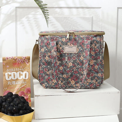Isolierte Lunchtasche mit Blumenmuster – Wiederverwendbar & Tragbar