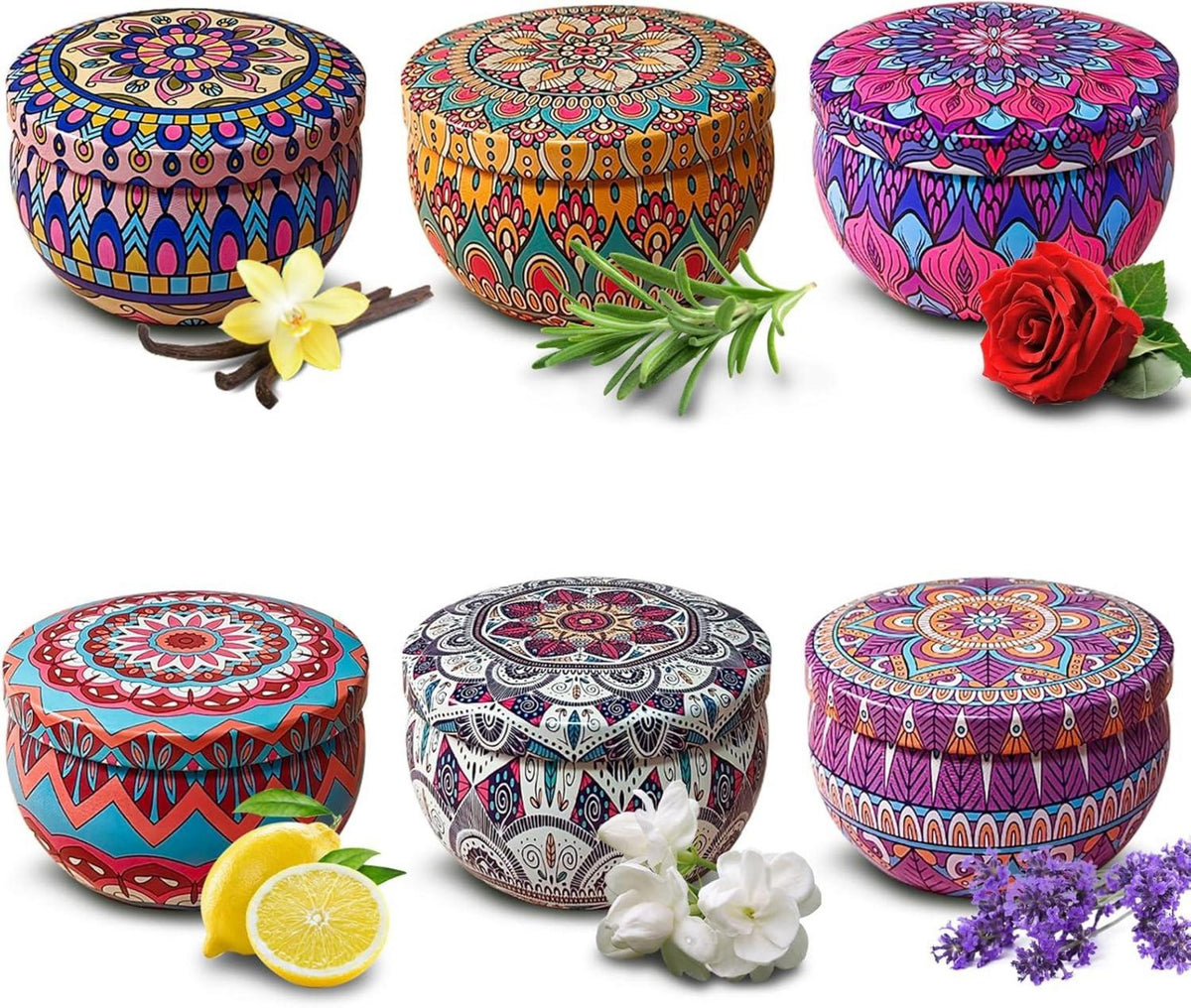 Duftkerzen Set 6PCS Sojawachs Aroma Aromatherapie Kerzen Feminin Yoga