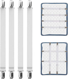 Verstellbare Bettlakenspanner mit Metallclips 4 Stück Weiß 55-250cm