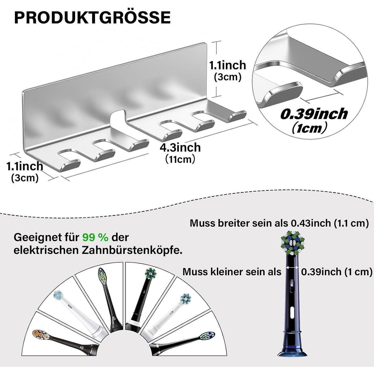 Elektrischer Zahnbürstenhalter Wandhalterung ohne Bohren