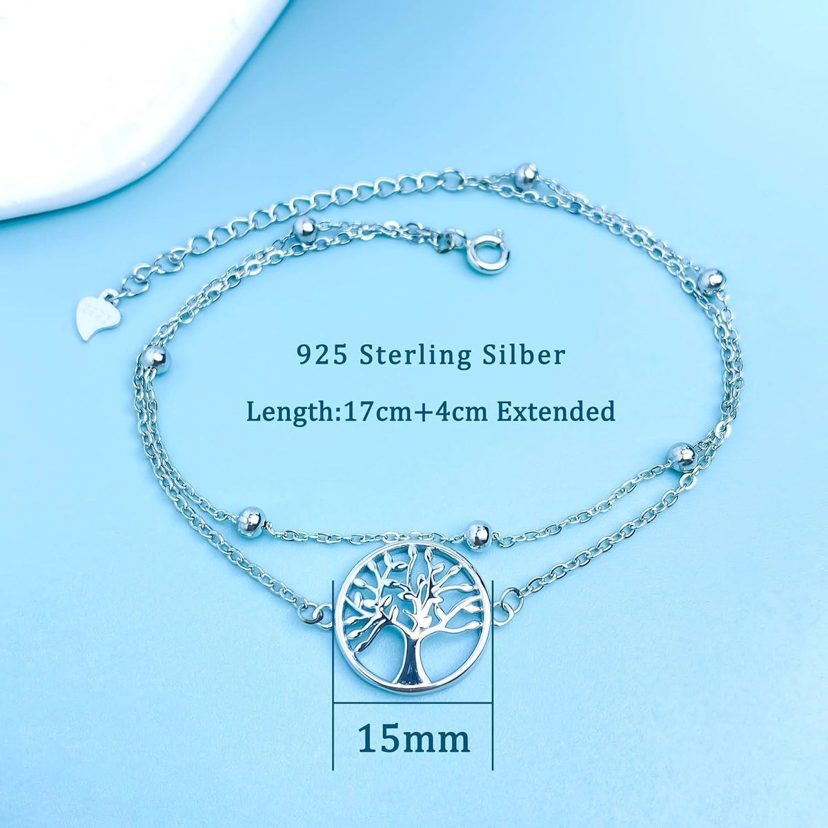 Damen Armband 925 Sterling Silber Baum des Lebens verstellbar