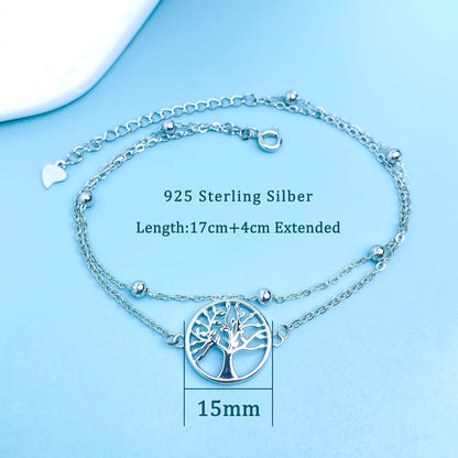 Damen Armband 925 Sterling Silber Baum des Lebens verstellbar