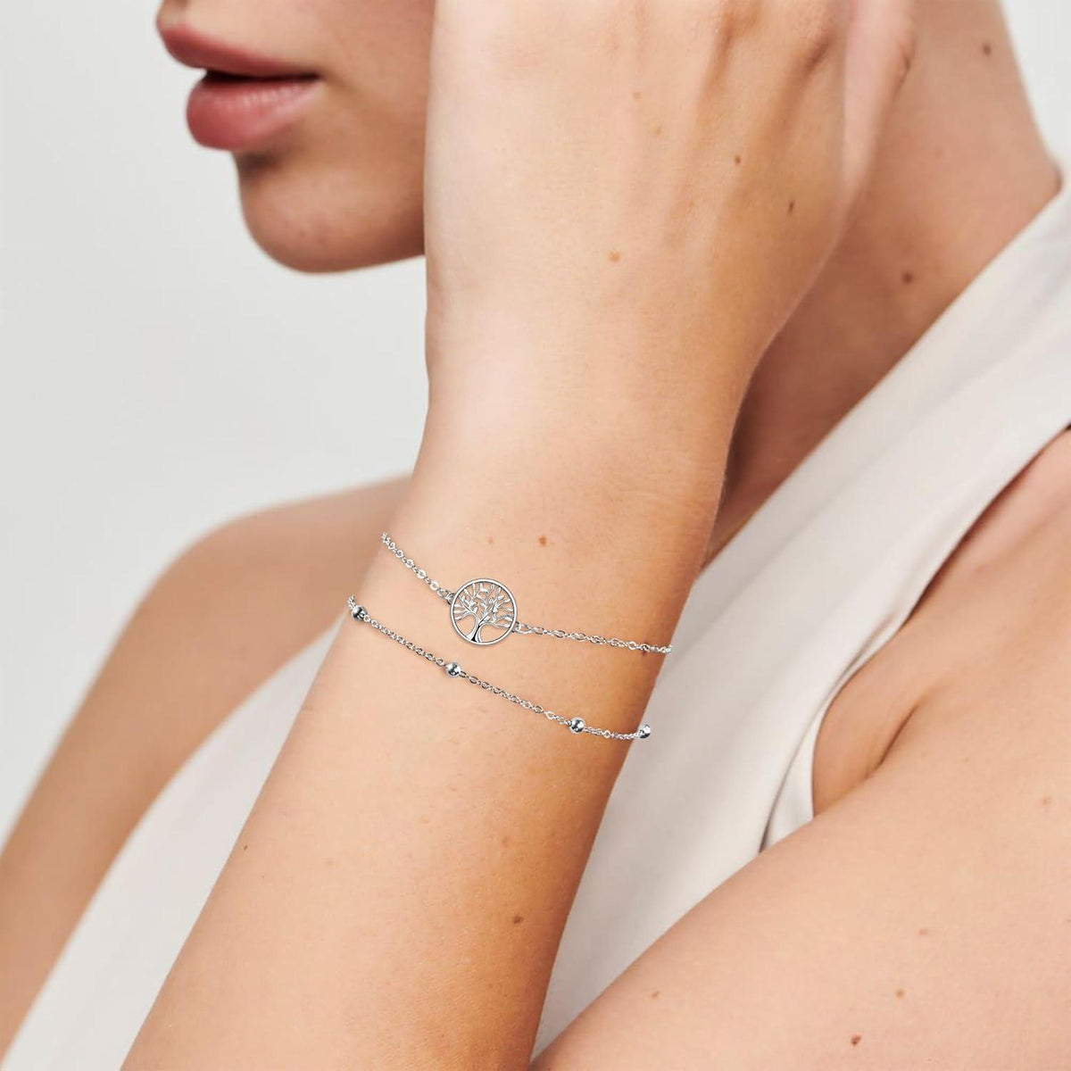 Damen Armband 925 Sterling Silber Baum des Lebens verstellbar