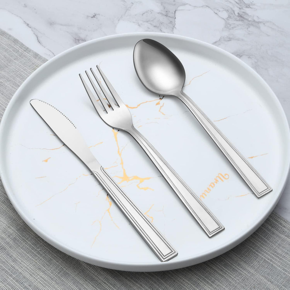60-teiliges Besteck Set für 12 Personen Edelstahl Klassisches Design