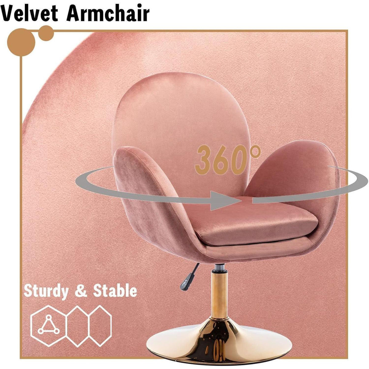 Ergonomischer Samt-Polsterstuhl Höhenverstellbar Rosa