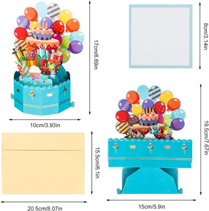 3D Pop-Up Geburtstagskarte mit Umschlag und Ballon Happy
