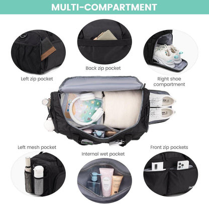 Sucipi Sporttasche Herren Reisetasche Wasserdicht Fitness Training Schwarz