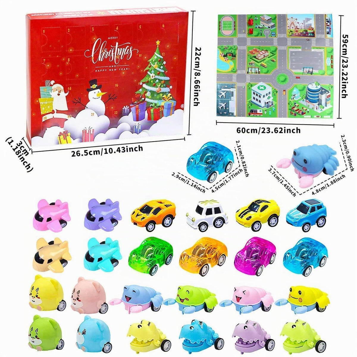 Adventskalender 2026 Spielzeugauto mit Stadtplan
