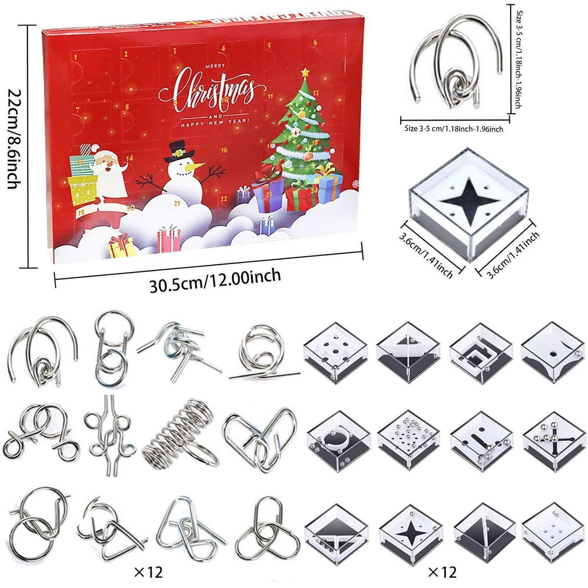 Adventskalender 2026 mit 24 Knobelspielen & Metallpuzzles
