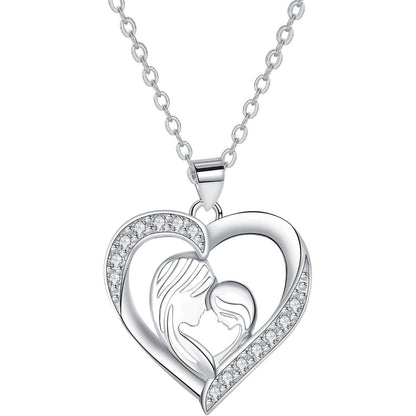 Herz Halskette 925 Sterling Silber Zirkonia für Mama & Tochter