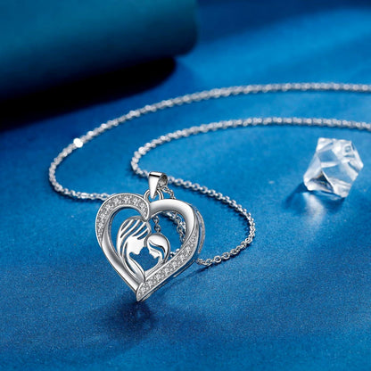 Herz Halskette 925 Sterling Silber Zirkonia für Mama & Tochter