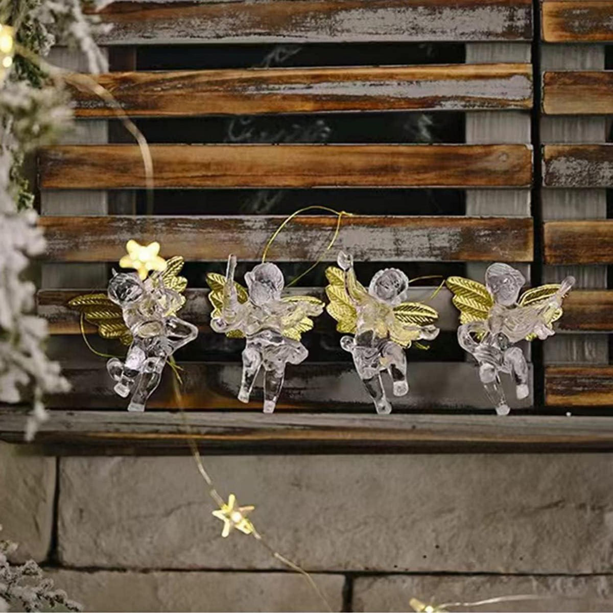 12 Stück Kleine Engel Weihnachtsbaum Anhänger Golden 7cm Mini