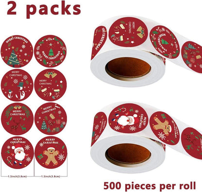 1000 Weihnachtsaufkleber Rund Geschenkaufkleber Weihnachten