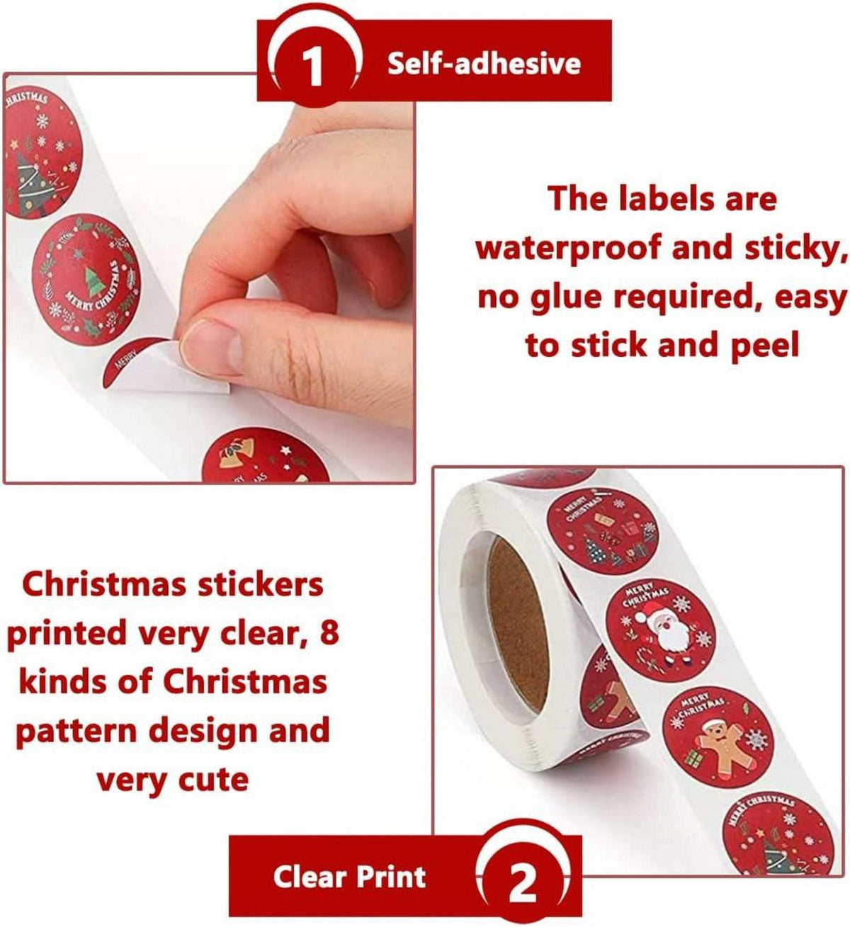 1000 Weihnachtsaufkleber Rund Geschenkaufkleber Weihnachten 1.5inch