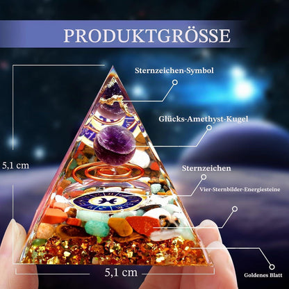 Fische Horoskop Orgonpyramide Geschenkset mit Heilkristallen