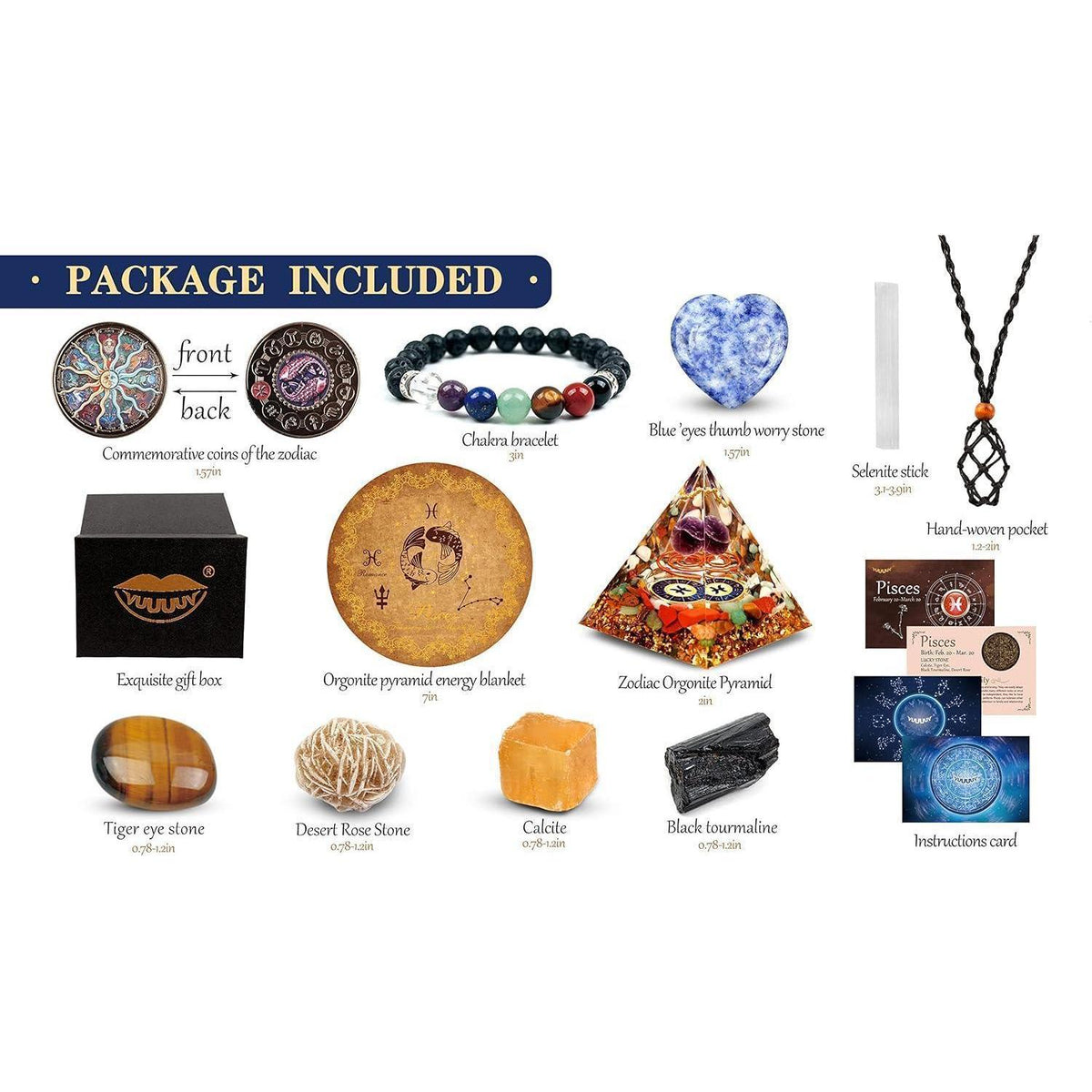 Fische Horoskop Orgonpyramide Geschenkset mit Heilkristallen