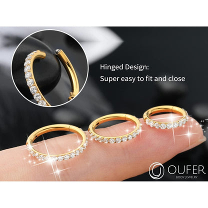 Bauchnabelpiercing 14g 10mm Klappring mit Zirkonia aus Chirurgenstahl