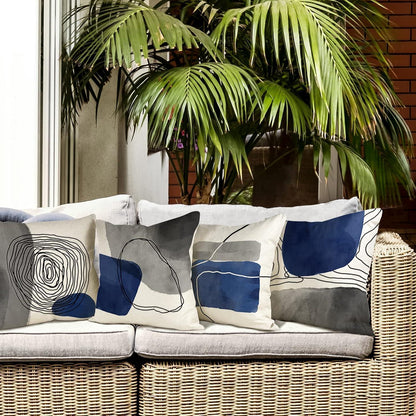 Leinen Kissenbezüge 50x50 cm, 4er Set – Geometrische Muster