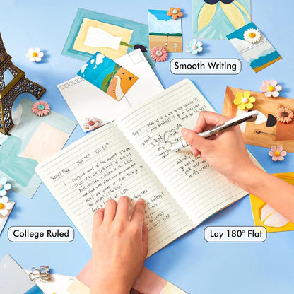 8 A5 Notizbücher, Liniert, Blau – Reisetagebuch & Schulbedarf