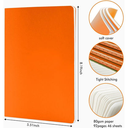 A5 Linierte Notizbücher Set – 8 Orange | Reisetagebuch & Schulbedarf