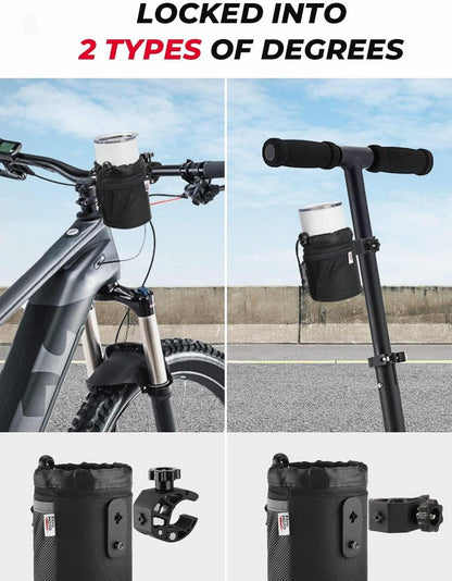 Fahrrad Flaschenhalter Oxford-Stoff Schwarz mit Netztasche für
