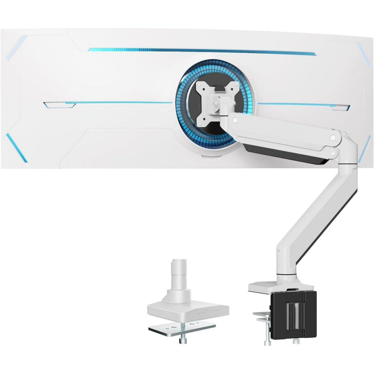 Monitor Tischhalterung Aluminium Schwenkbar Höhenverstellbar 17-49 Zoll Weiß