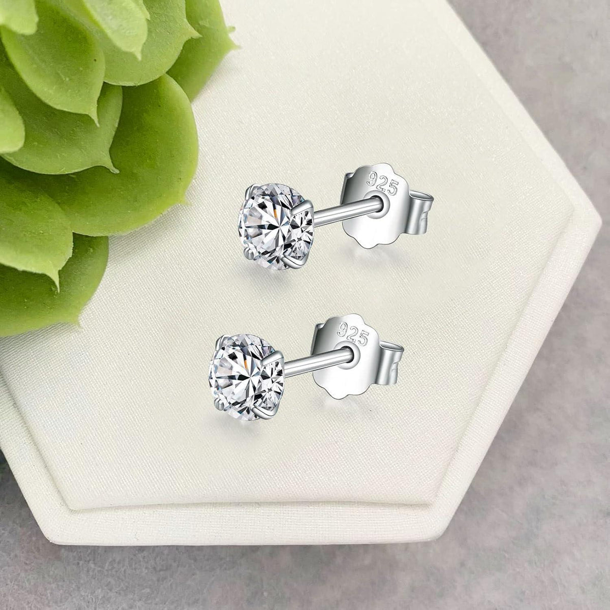925 Sterling Silber Ohrstecker Set, Zirkonia, 2/3/4mm