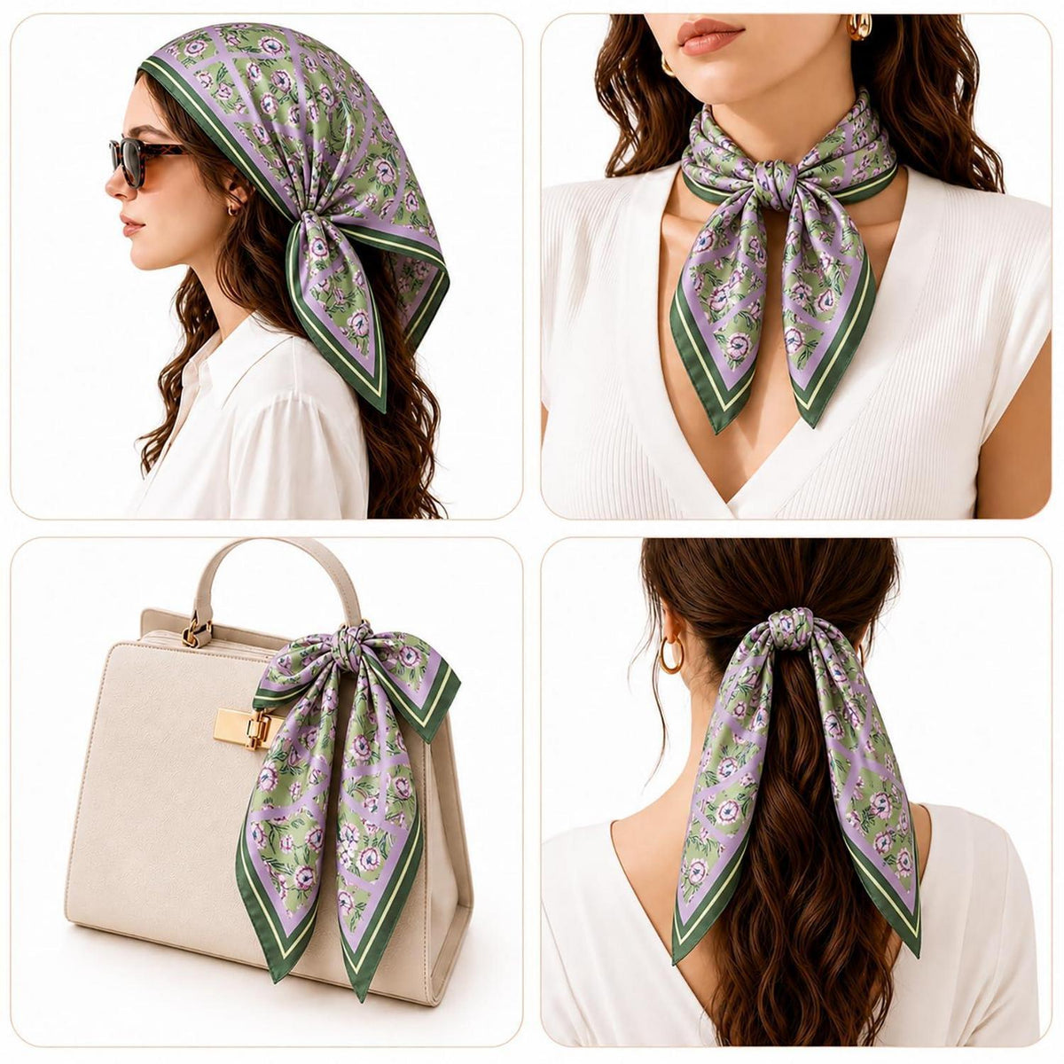 Seidentuch Damen 70x70cm leicht elegant Kopftuch Geschenk