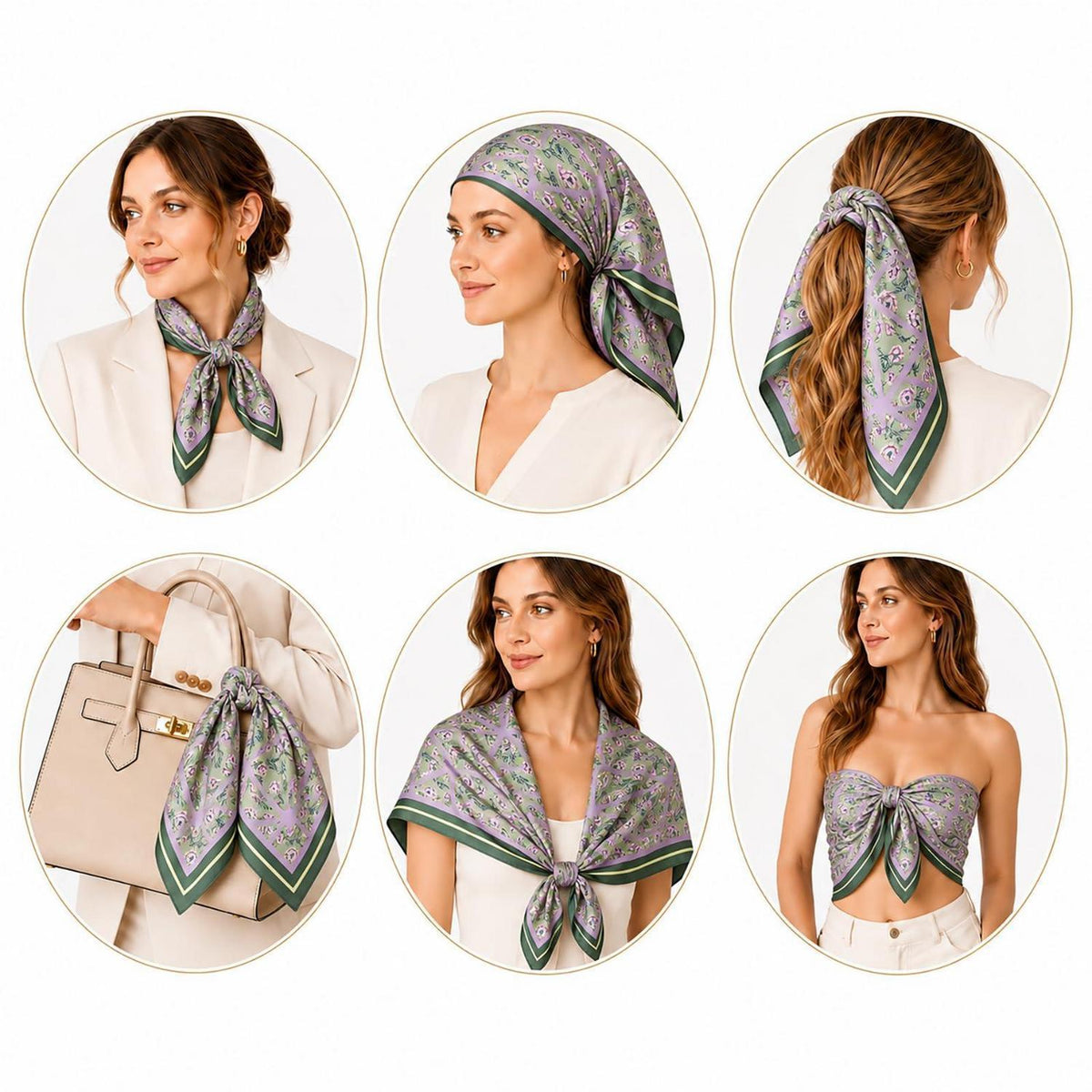 Seidentuch Damen 70x70cm leicht elegant Kopftuch Geschenk