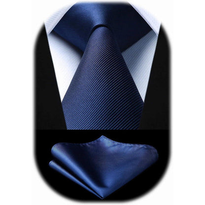 Herren Krawatten-Set mit Einstecktuch, Marineblau