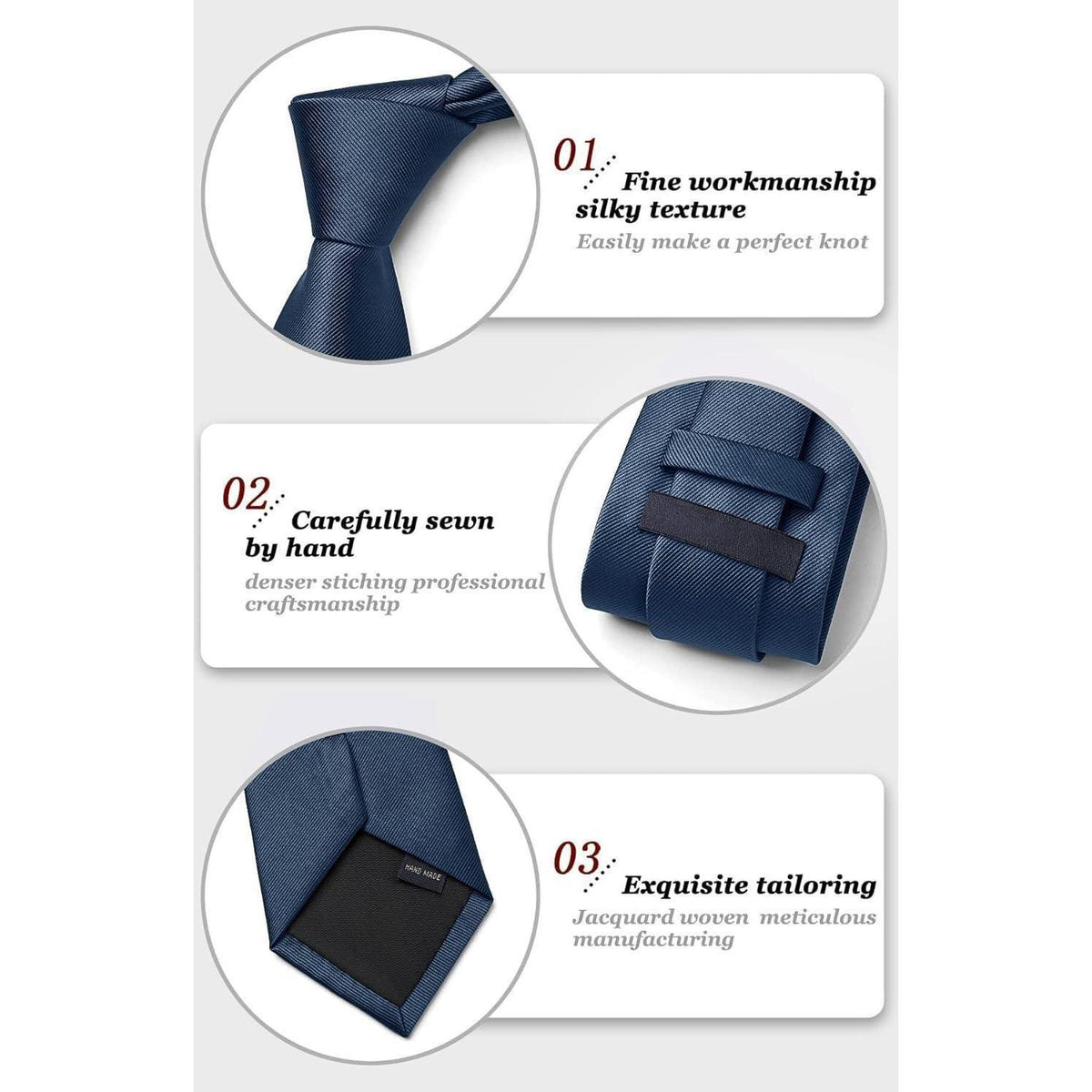 Herren Krawatten-Set mit Einstecktuch, Marineblau